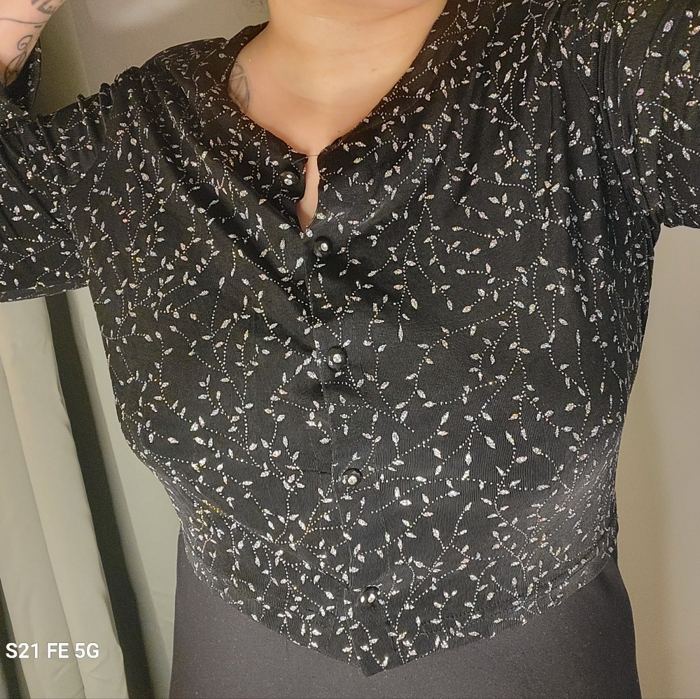 ✨ Vintage Sparkly Ronni Nicole by Ouida Cropped Sweater – Size 14 L/XL ✨